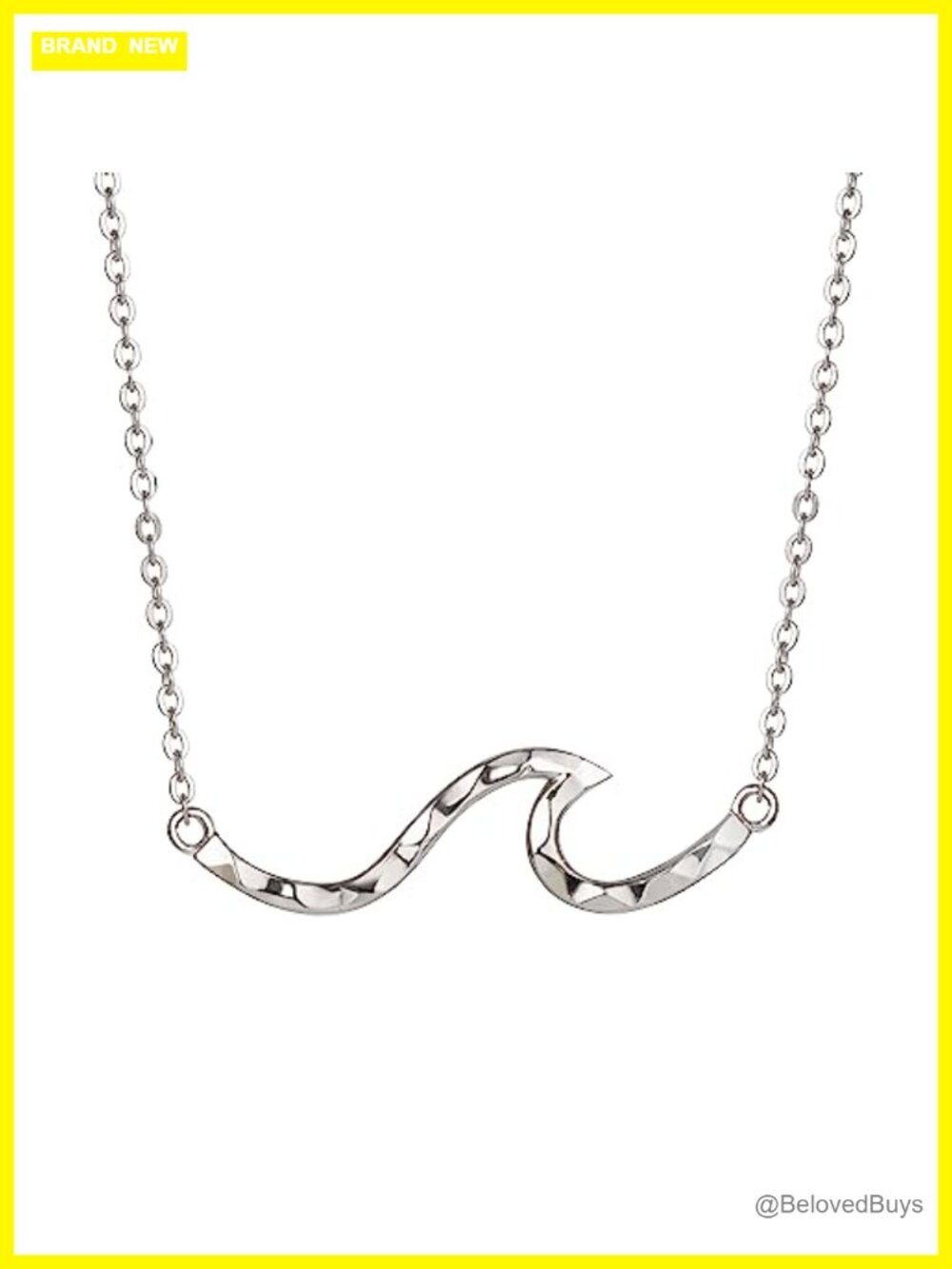 Sterling Silver Ocean Wave Necklace Opal CZ Hammered Pendant Adjustable Chain